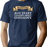 Warning May Start Talking About Genealogy T-Shirt for Men & Women, T-Shirts Graphic Tee - Navy
