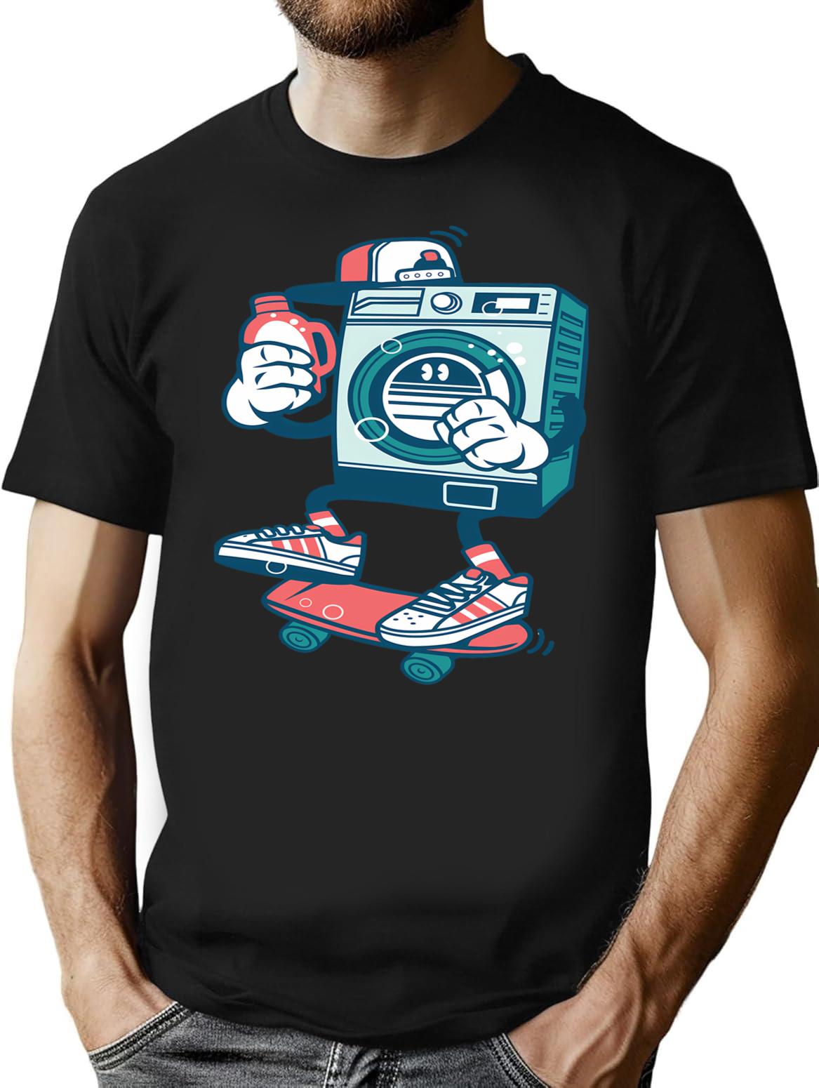Washing Machine T-Shirt for Men & Women, T-Shirts Graphic Tee - Black