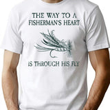 Way To A Fisherman'S Mans Heart Is Through His Fly Fun T-Shirt for Men & Women, T-Shirts Graphic Tee - White