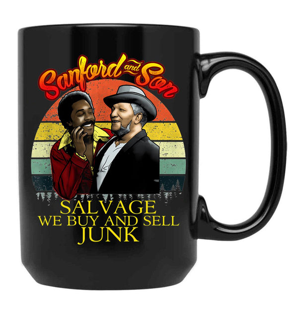 We Buy And Sell Junk Son In Sanford City Funny And Meme Black Coffee Mug, Gift Coffee Mug