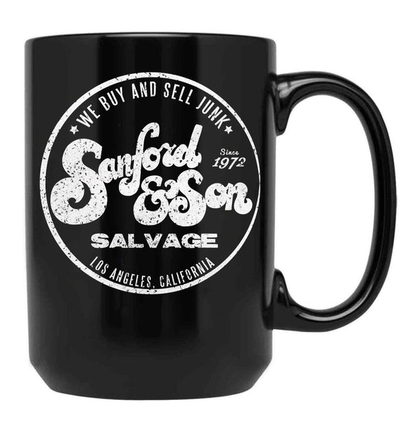 We Buy And Sell Junk Wht Sanford And Son The Comedy Store Good Times Halloween Christmas Black Coffee Mug, Gift Coffee Mug