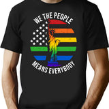 We The People Means Everyone Vintage Lgbt Gay T-Shirt for Men & Women, T-Shirts Graphic Tee - Black