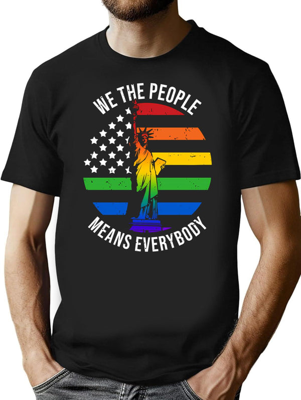 We The People Means Everyone Vintage Lgbt Gay T-Shirt for Men & Women, T-Shirts Graphic Tee - Black