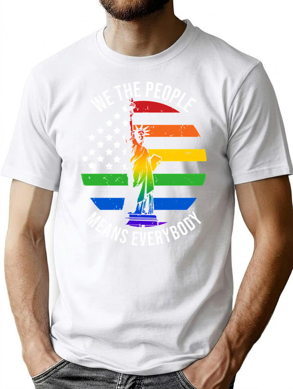 We The People Means Everyone Vintage Lgbt Gay T-Shirt for Men & Women, T-Shirts Graphic Tee - White