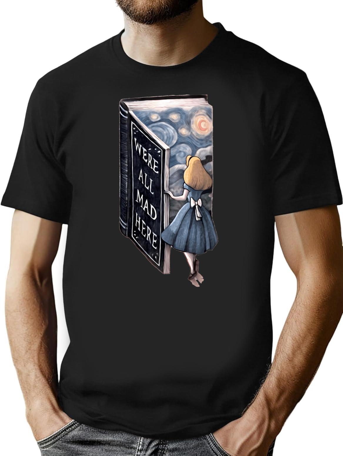 We'Re All Mad Here T-Shirt for Men & Women, T-Shirts Graphic Tee - Black