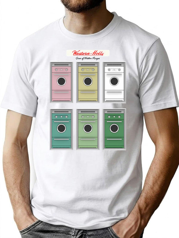 Western-Holly Wall Ovens T-Shirt for Men & Women, T-Shirts Graphic Tee - White