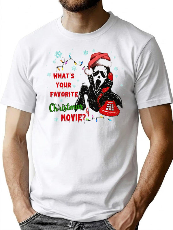 What's Your Favorite Horror Movie Christmas Xmas Holiday Ghostface Premium Heavyweight Cotton T-Shirt - White