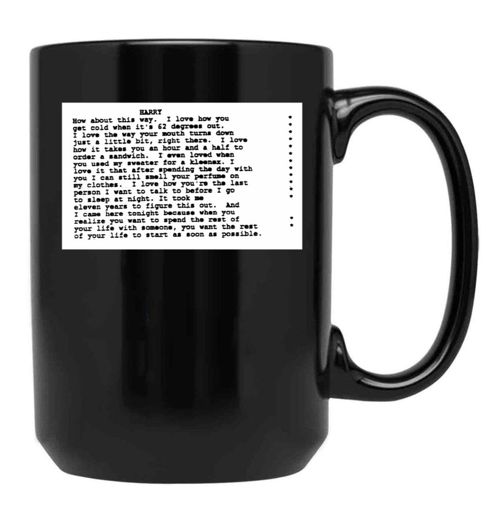 When Harry Met Sally Script Black Coffee Mug, Gift Coffee Mug