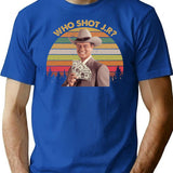 Who Shot J R Shirts J. R. Ewing Dallas Shirt Movie Poster Gifts Funny Shirts Custom Shirt 70S Vintage Retro Movie T Shirt T-Shirt for Men & Women, T-Shirts Graphic Tee - Blue