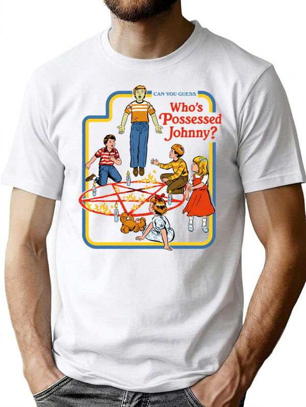 Who'S Possessed Johnny T-Shirt for Men & Women, T-Shirts Graphic Tee - White