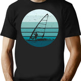 Windsurf Windsurfing - Vintage Style Blue Sun T-Shirt for Men & Women, T-Shirts Graphic Tee - Black