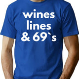 Wines Lines 69S T-Shirt for Men & Women, T-Shirts Graphic Tee - Blue
