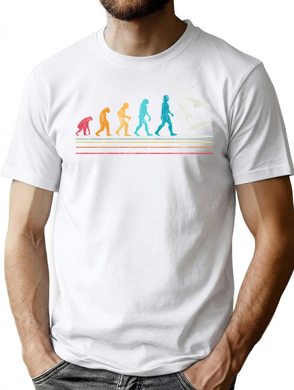 Wing Foiling Evolution For Surfers I Retro Vintage T-Shirt for Men & Women, T-Shirts Graphic Tee - White