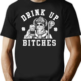 Women'S St. Patrick'S Day Drink Up Bitches Shirt T-Shirt for Men & Women, T-Shirts Graphic Tee - Black