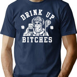 Women'S St. Patrick'S Day Drink Up Bitches Shirt T-Shirt for Men & Women, T-Shirts Graphic Tee - Navy