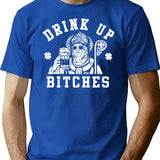 Women'S St. Patrick'S Day Drink Up Bitches Shirt T-Shirt for Men & Women, T-Shirts Graphic Tee - Blue