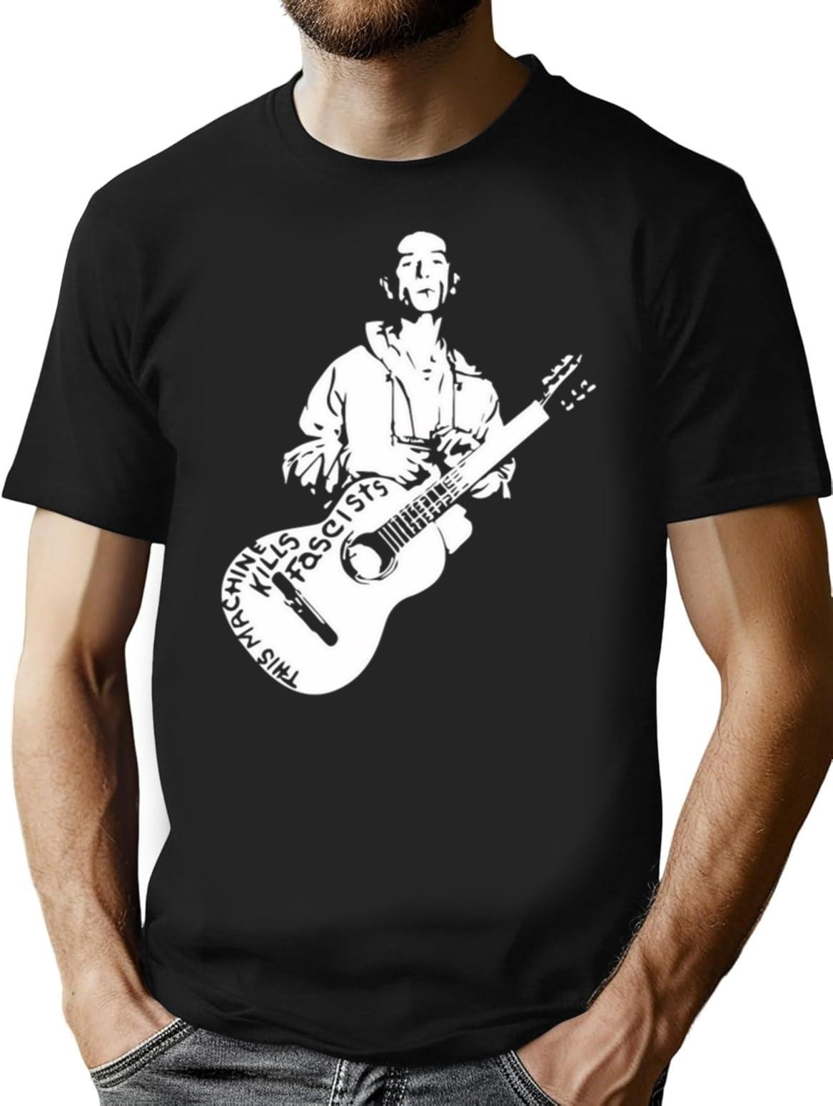Woody Guthrie This Machine Kills Fascists T-Shirt for Men & Women, T-Shirts Graphic Tee - Black