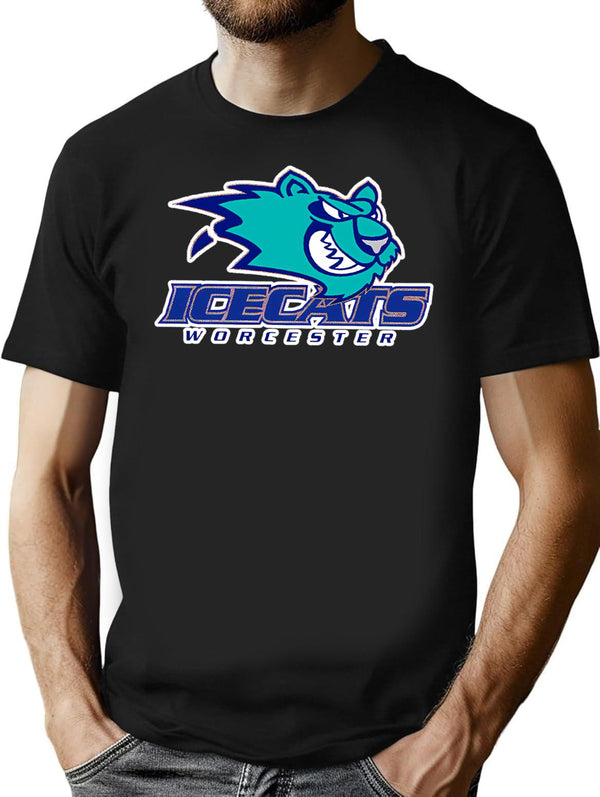 Worcester Icecats Defunct Vintage Shirt And Sticker T-Shirt for Men & Women, T-Shirts Graphic Tee - Black