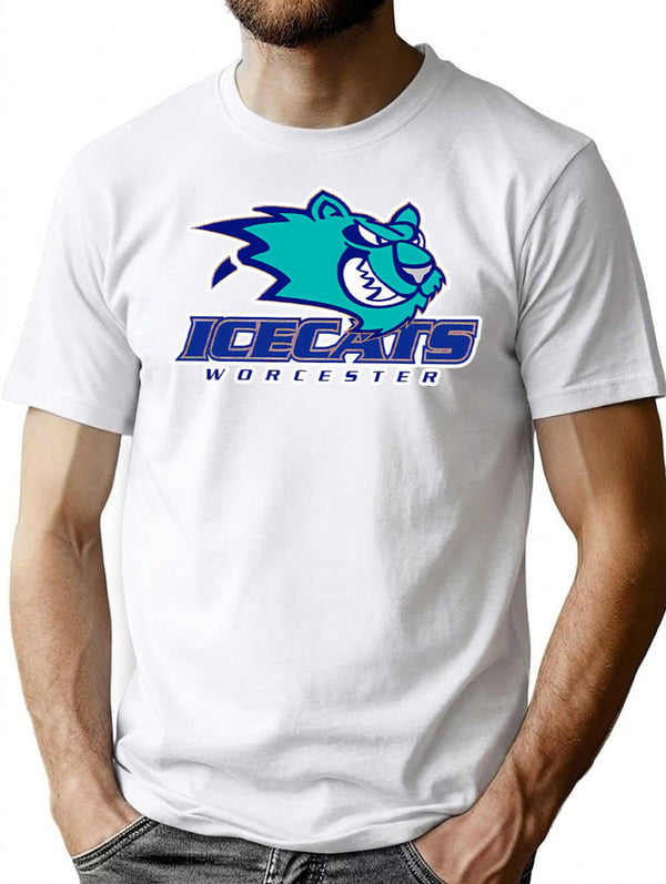 Worcester Icecats Defunct Vintage Shirt And Sticker T-Shirt for Men & Women, T-Shirts Graphic Tee - White
