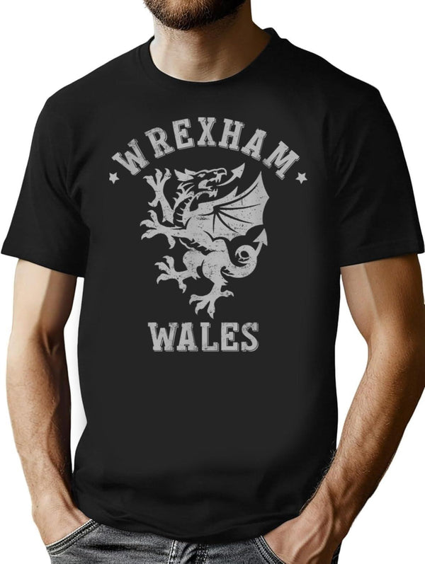 Wrexham Wales Retro Vintage Essential T-Shirt for Men & Women, T-Shirts Graphic Tee - Black