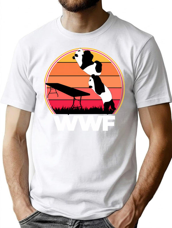 Wwf Wrestling Pandas T-Shirt for Men & Women, T-Shirts Graphic Tee - White
