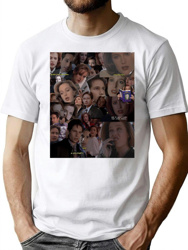 X-Files Mulder And Scully Collage T-Shirt for Men & Women, T-Shirts Graphic Tee - White