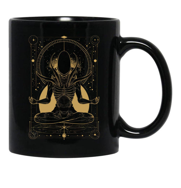 Xenomorph Meditating Tarot Card Design Premium Black Coffee Mug, Gift Coffee Mug - Black