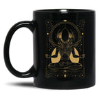 Xenomorph Meditating Tarot Card Design Premium Black Coffee Mug, Gift Coffee Mug