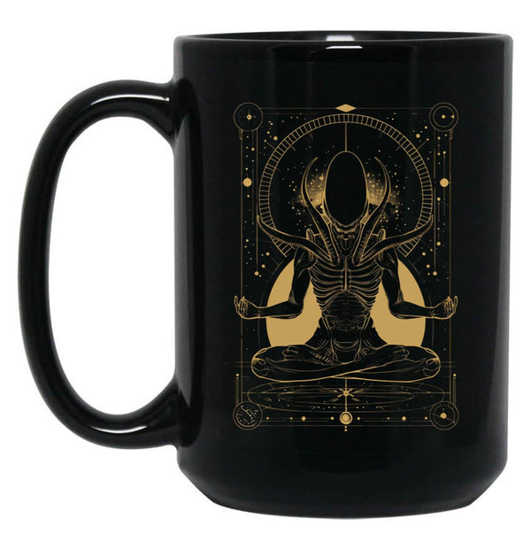 Xenomorph Meditating Tarot Card Design Premium Black Coffee Mug, Gift Coffee Mug - Black