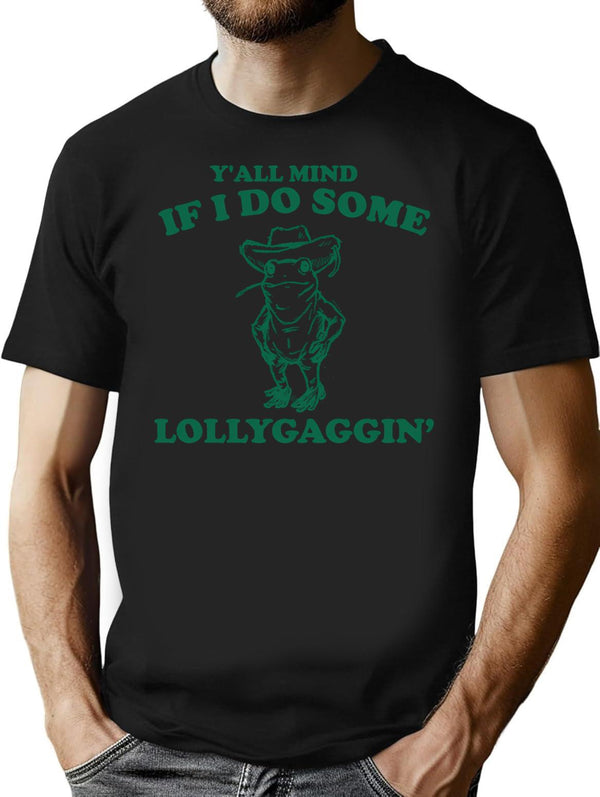 Y'All Mind If I Do Some Lollygagging Vintage Style Shirt Retro Frog Shirt Toad Shirt Cute Froggy Y2K T-Shirt for Men & Women, T-Shirts Graphic Tee - Black