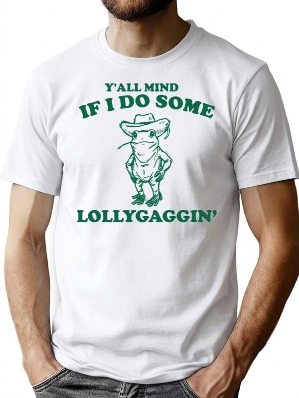 Y'All Mind If I Do Some Lollygagging Vintage Style Shirt Retro Frog Shirt Toad Shirt Cute Froggy Y2K T-Shirt for Men & Women, T-Shirts Graphic Tee - White