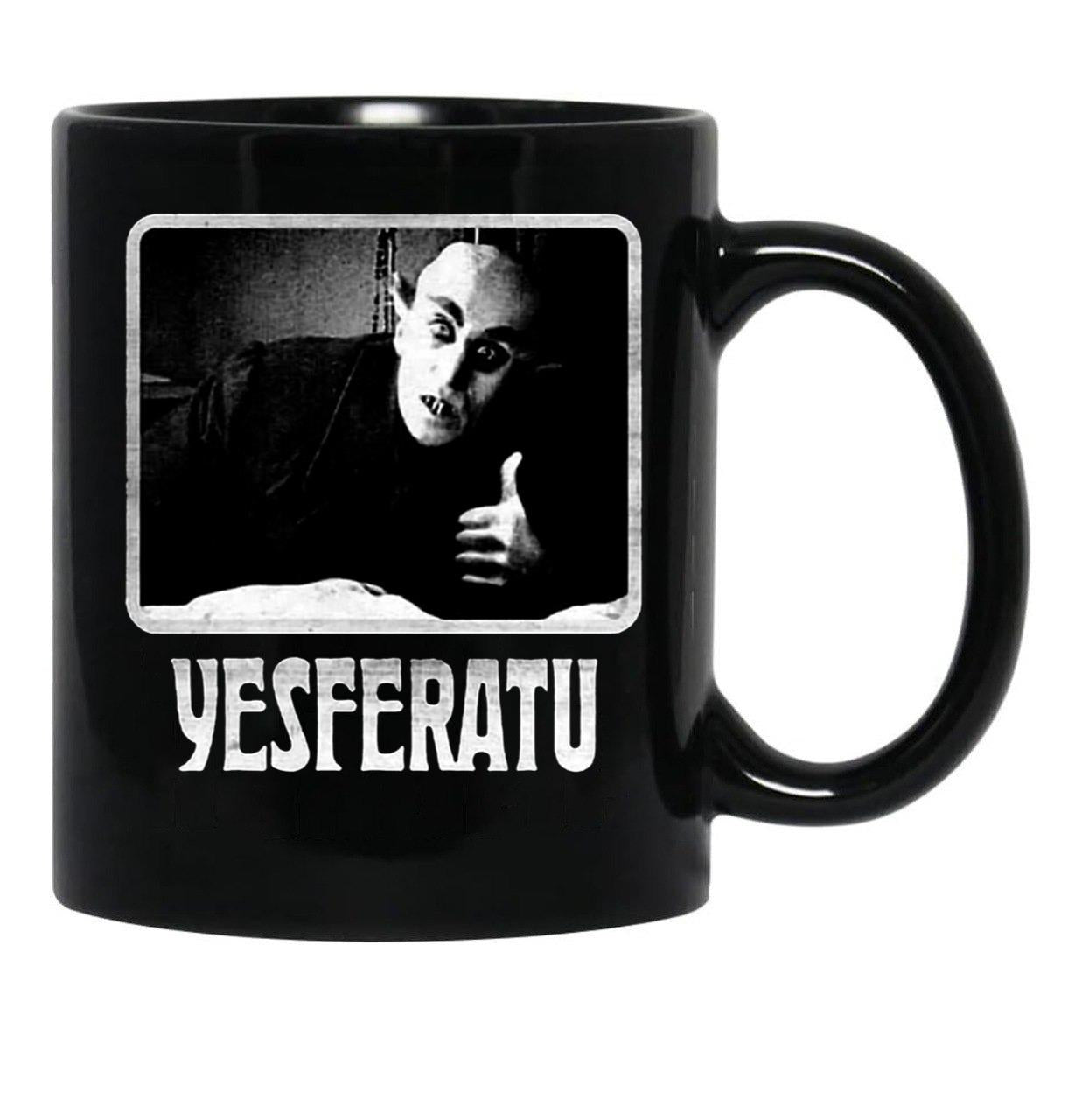 Yesferatu Funny Nosferatu Positive Goth Horror Lover Gift Meme Classic Black Coffee Mug, Gift Coffee Mug - Black