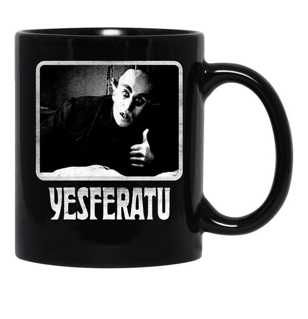 Yesferatu Funny Nosferatu Positive Goth Horror Lover Gift Meme Classic Black Coffee Mug, Gift Coffee Mug - Black