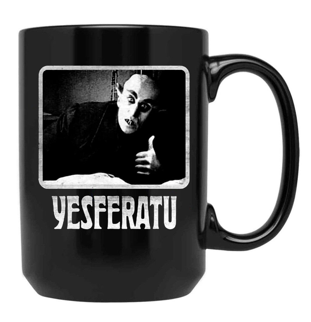 Yesferatu Funny Nosferatu Positive Goth Horror Lover Gift Meme Classic Black Coffee Mug, Gift Coffee Mug