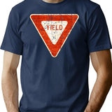 Yield Street Sign Vintage Gift T-Shirt for Men & Women, T-Shirts Graphic Tee - Navy