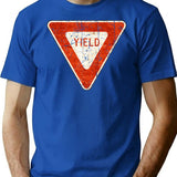 Yield Street Sign Vintage Gift T-Shirt for Men & Women, T-Shirts Graphic Tee - Blue