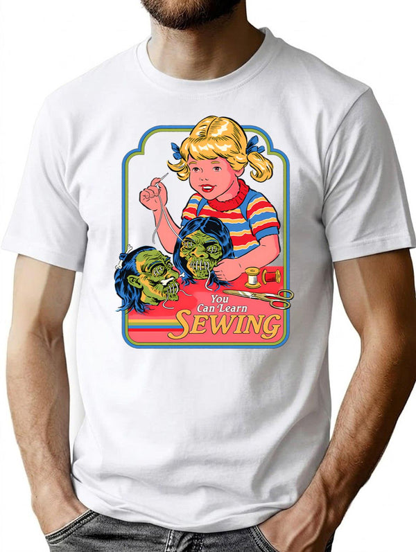 You Can Learn Sewing T-Shirt for Men & Women, T-Shirts Graphic Tee - White