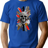 Zombie - Skull Collage T-Shirt for Men & Women, T-Shirts Graphic Tee - Blue